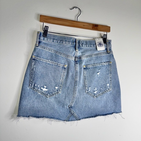 AGOLDE Quinn High-Rise Frayed Denim Jean Mini Skirt NWT - Picture 4 of 11